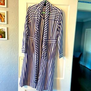 Jcrew button down dress.  Navy & white, worn twice